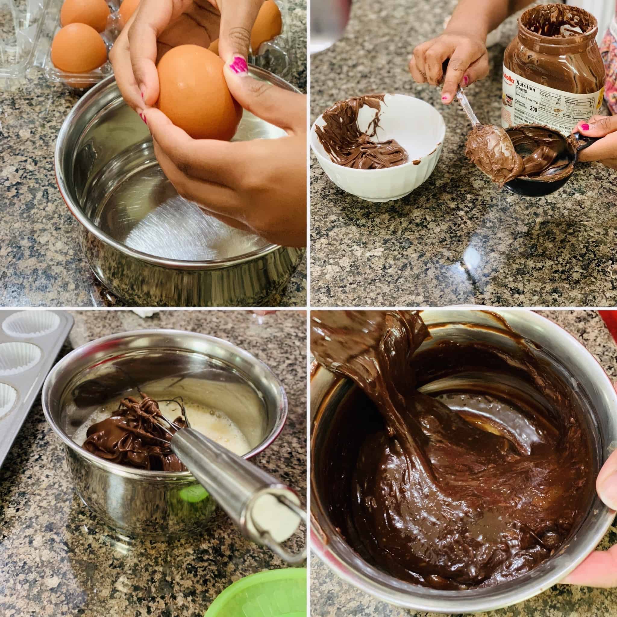 2 Ingredient Nutella Brownie Bites Nutella brownie prep collage.
