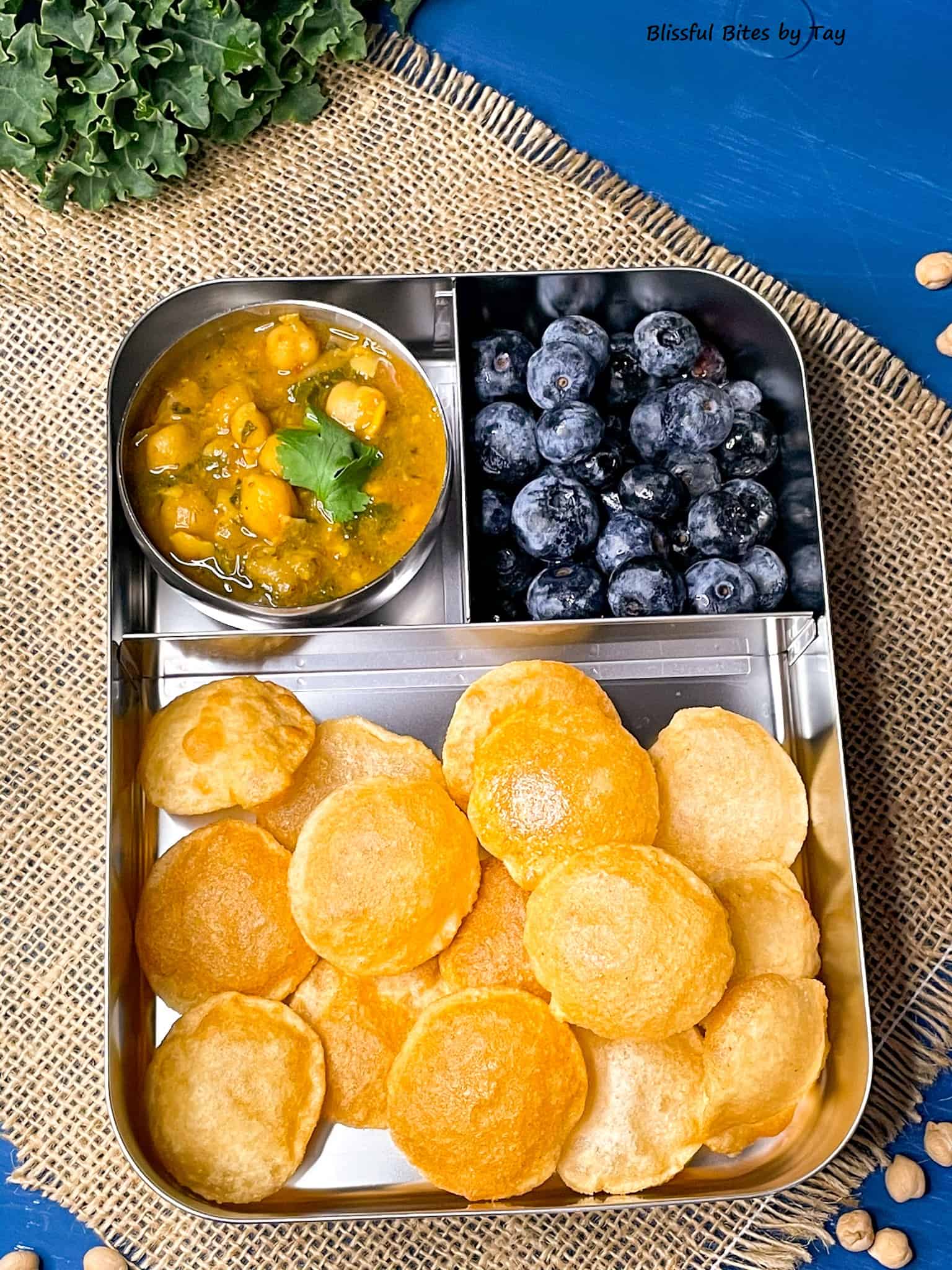 Mini Puri with Chana Masala and Blueberries