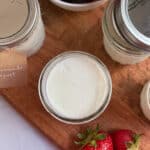 Yogurt in a mason jar.