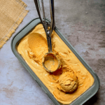 easy dulce de leche icecream in a loaf pan.