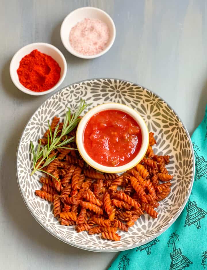 Air fryer Spicy Chickpea Pasta Chips Blissful Bites by Tay