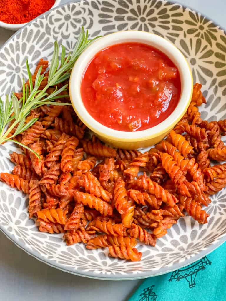 Air fryer Spicy Chickpea Pasta Chips Blissful Bites by Tay