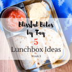 Cheese Quesadilla lunchbox with Salsa and Tortilla chips.